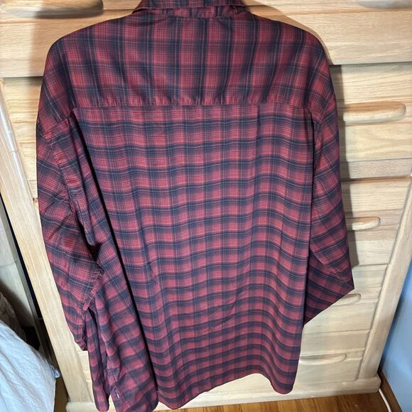 Swiss Tech Long Sleeve Snap Button Up Mens 3XL Red Black Plaid Shirt Lightweight - Picture 6 of 6